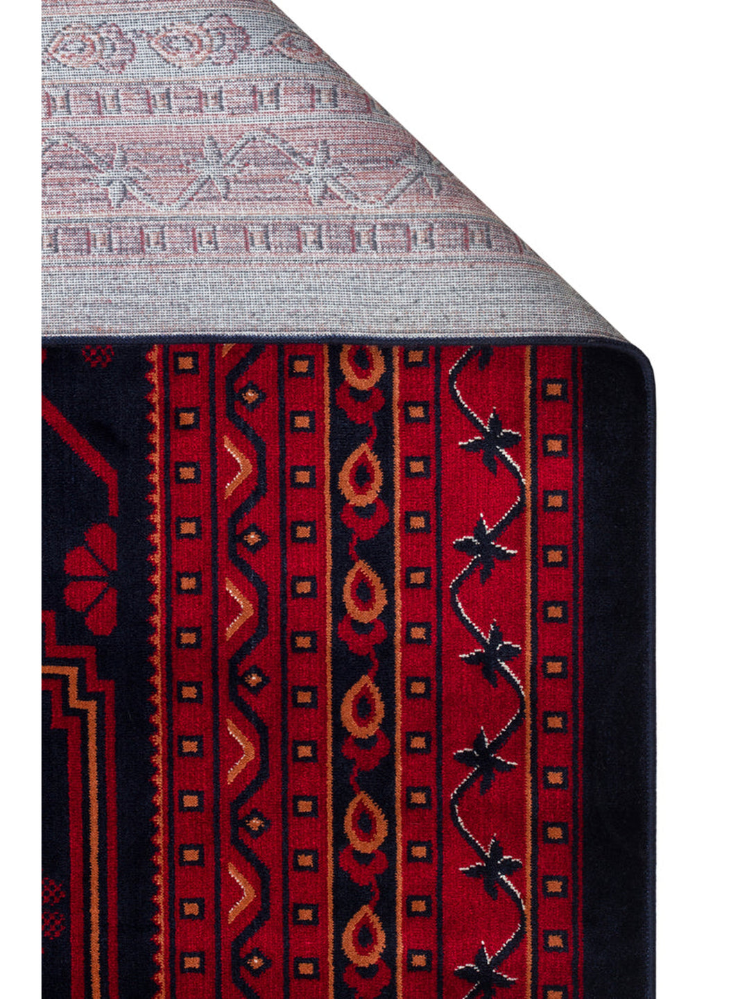 سجادة باغمان من سلسلة أفغانية من الفيسكوز المنسوج بكثافة، غير قابلة للانزلاق، رقيقة، مصنوعة آليًا، لونها أزرق داكن، رقم 01