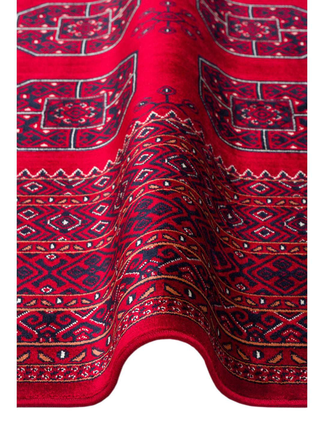 سجادة باغمان سلسلة أفغانية منقوشة من الفيسكوز منسوجة بكثافة ومضادة للانزلاق ورقيقة مصنوعة آليًا 02 أحمر