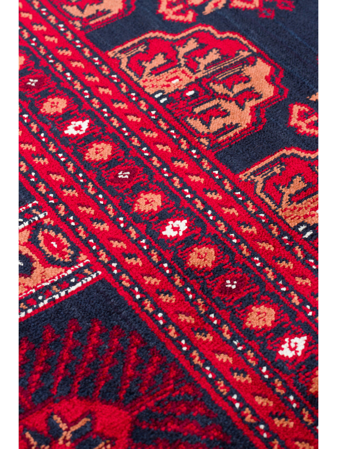 سجادة باغمان من سلسلة أفغانية من الفيسكوز المنسوج بكثافة، غير قابلة للانزلاق، رقيقة، مصنوعة آليًا، لونها أزرق داكن، رقم 03