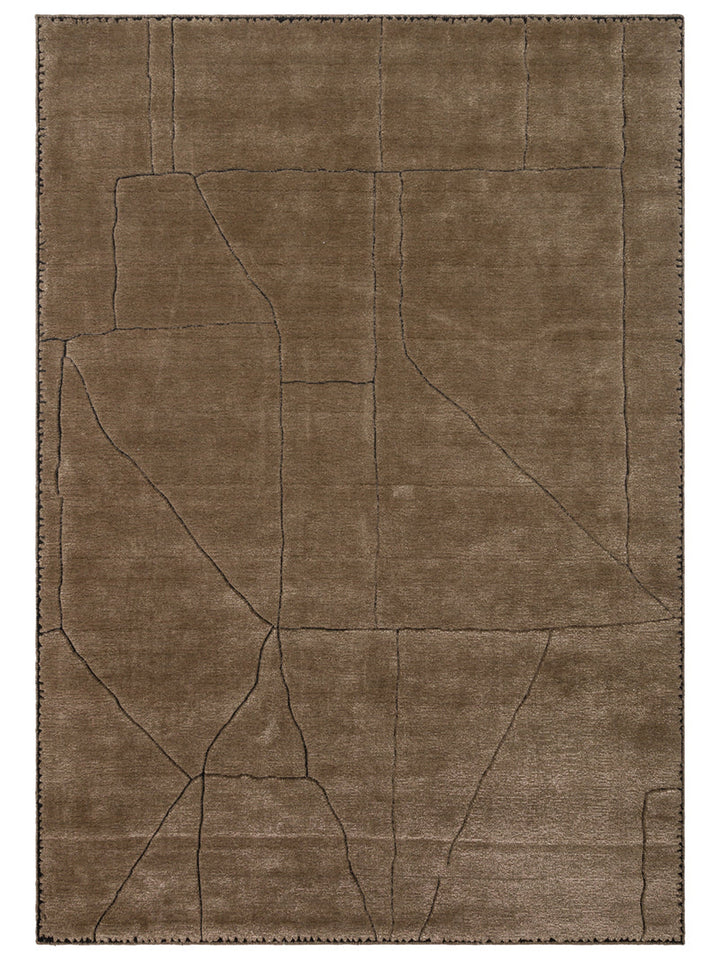 Tapis tissé à la main en mélange de laine, rayonne et polyester série Dakar TAUPE