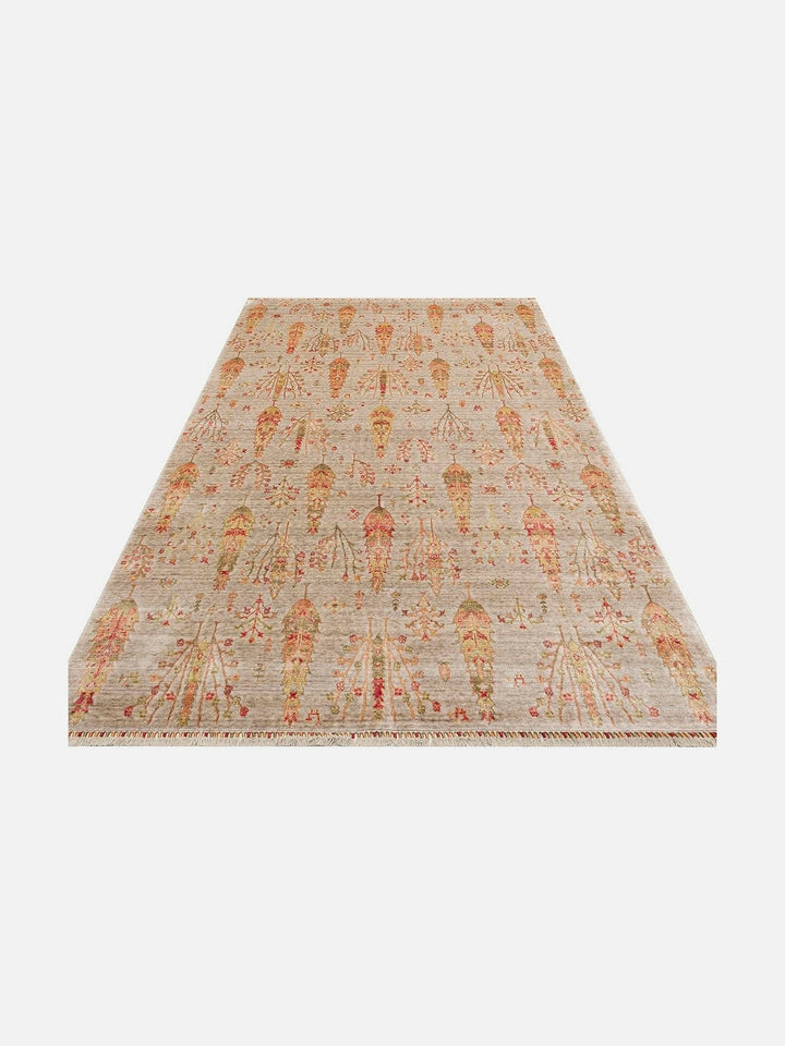 Oushak Carnaval %100 Naturel Kolay Temizlenir El Emeğiyle Üretilen TENCEL™ Modern Uşak Halısı 08 BEIGE AUTUMN - Carpetdocia