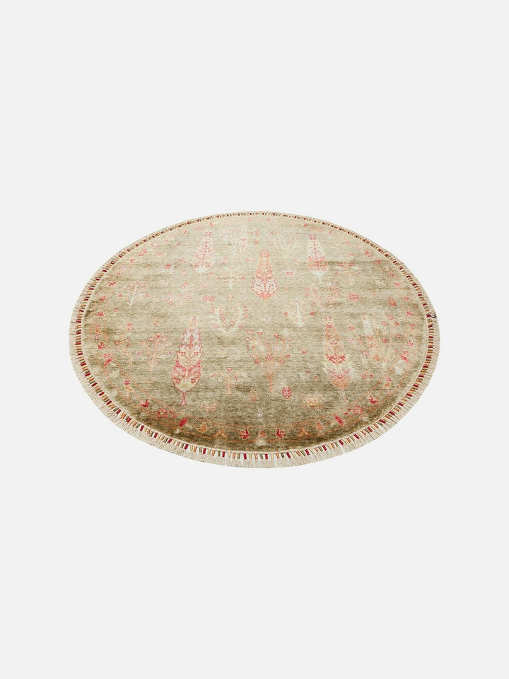 Oushak Carnaval %100 Naturel Kolay Temizlenir El Emeğiyle Üretilen TENCEL™ Modern Uşak Halısı 08 GREEN AUTUMN Q - Carpetdocia