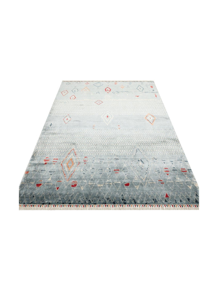 Oushak Carnaval 100% Natural Easy to Clean Handcrafted TENCEL™ Modern Uşak Carpet 15 AQUA MULTY
