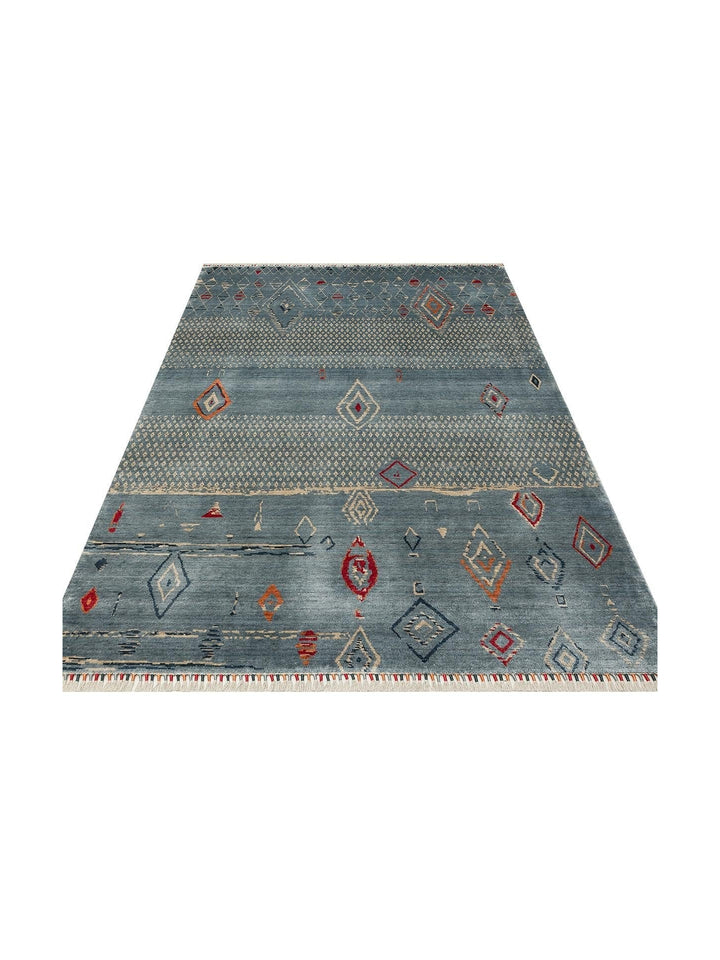 Oushak Carnaval 100% Natural Easy to Clean Handcrafted TENCEL™ Modern Uşak Carpet 15 AQUA MULTY