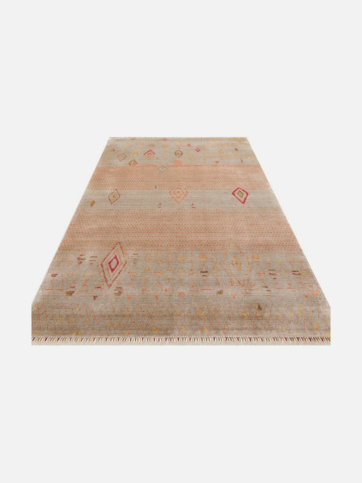 Oushak Carnaval %100 Naturel Kolay Temizlenir El Emeğiyle Üretilen TENCEL™ Modern Uşak Halısı 15 BEIGE AUTUMN - Carpetdocia