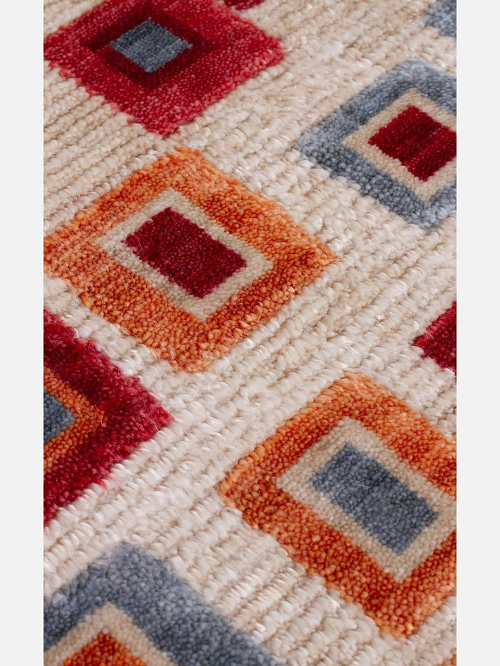 Oushak Carnaval %100 Naturel Kolay Temizlenir El Emeğiyle Üretilen TENCEL™ Modern Uşak Halısı 21 BEIGE MULTY - Carpetdocia