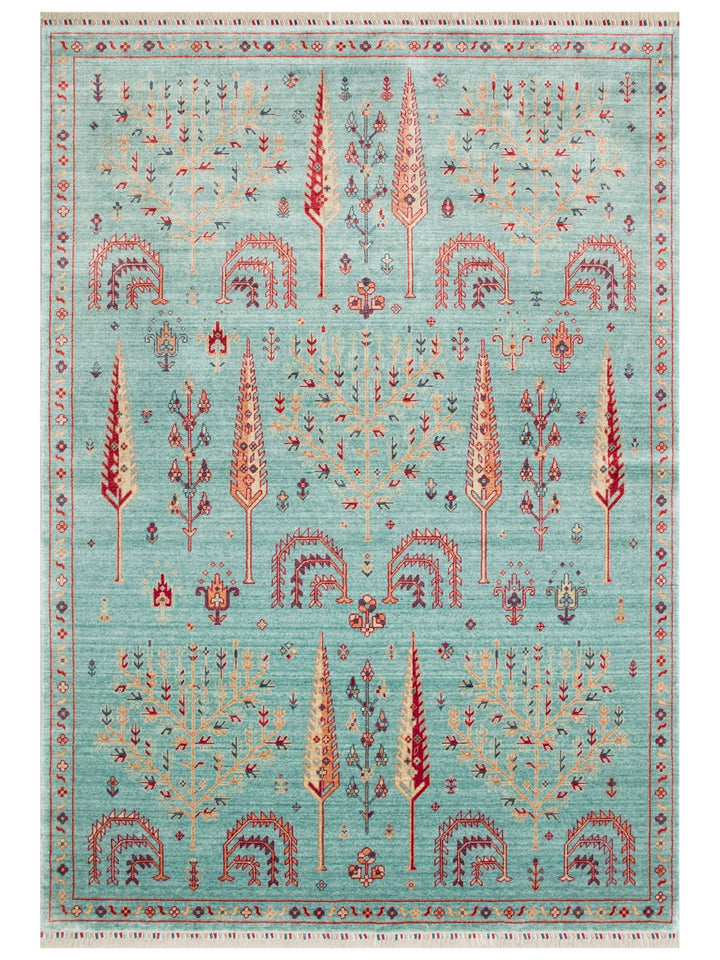 Oushak Carnaval 100% Natural Easy to Clean Handcrafted TENCEL™ Modern Uşak Rug 22 TURQUOISE