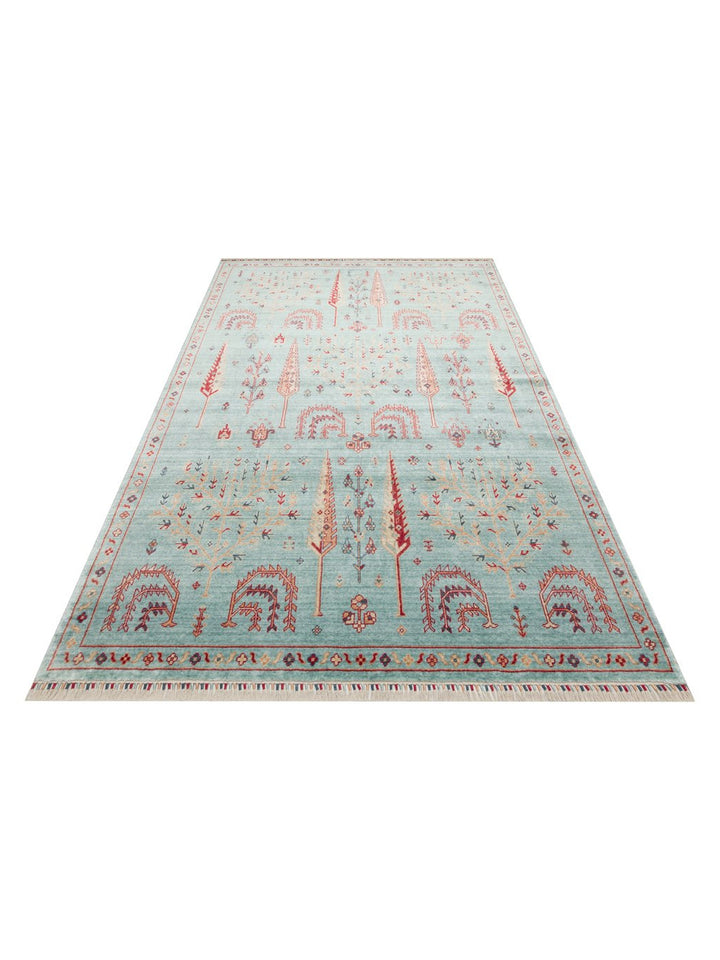 Oushak Carnaval 100% Natural Easy to Clean Handcrafted TENCEL™ Modern Uşak Rug 22 TURQUOISE