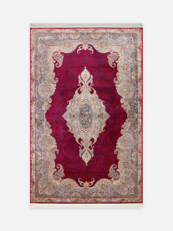 Topkapı Serisi Yüksek Kalite Sık Dokuma Klasik Desenli Özel Işıltılı Salon Halısı 02 RED - Carpetdocia - kusbakisi