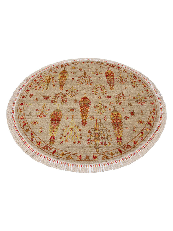 Oushak Carnaval %100 Naturel Kolay Temizlenir El Emeğiyle Üretilen TENCEL™ Modern Uşak Halısı 08 BEIGE AUTUMN Q