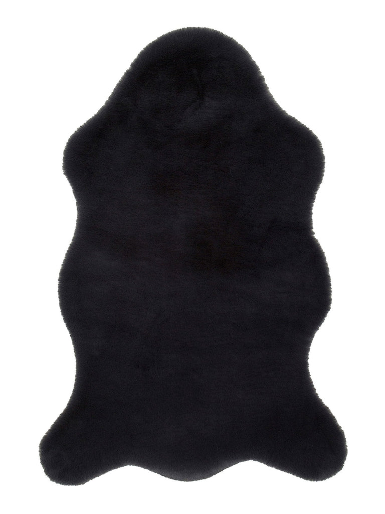 Bunny New Soft Textured Long Hair Washable Rabbit Pelt ANTHRACITE SINGLE N