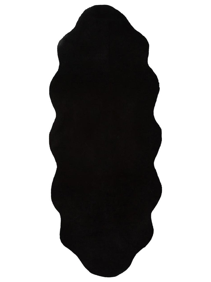 Bunny New Yumuşak Dokulu Uzun Tüylü Yıkanabilir Tavşan Postu BLACK DOUBLE N - Carpetdocia