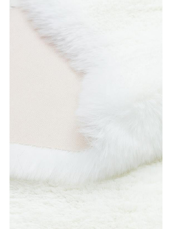 Bunny New Yumuşak Dokulu Uzun Tüylü Yıkanabilir Tavşan Postu WHITE QUARD N - Carpetdocia