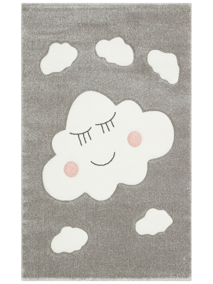 Carpetdocia Kids Eğlenceli Bulut Desenli Çocuk Halısı 09 GREY - Carpetdocia