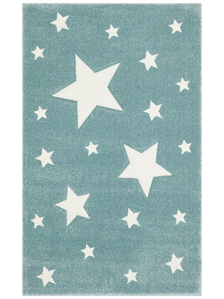 Carpetdocia Kids Eğlenceli Yıldız Desenli Çocuk Halısı 12 BLUE - Carpetdocia