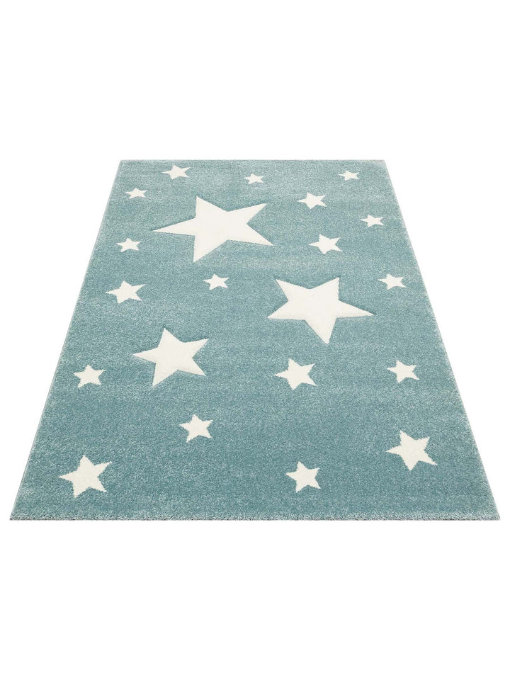 Carpetdocia Kids Eğlenceli Yıldız Desenli Çocuk Halısı 12 BLUE - Carpetdocia