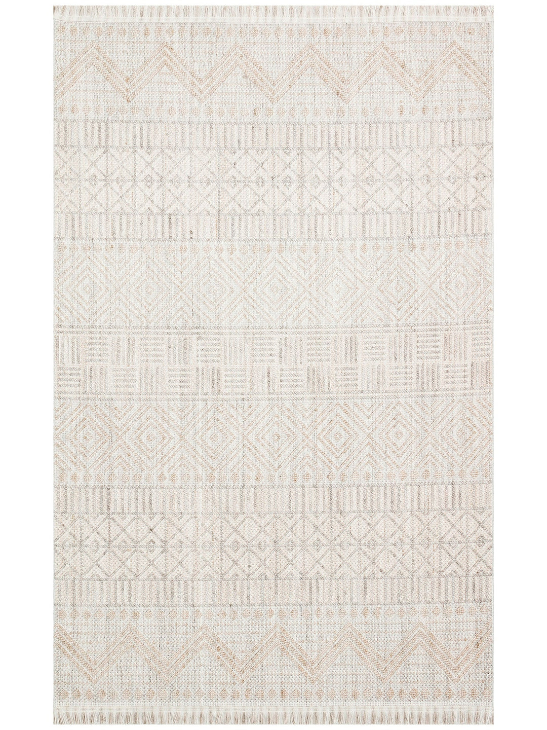 Comfy Modern Desenli Oturma Odası Koridor Antre Yatak Odası Örgü Dokuma Halı 02 GREY BEIGE - Carpetdocia