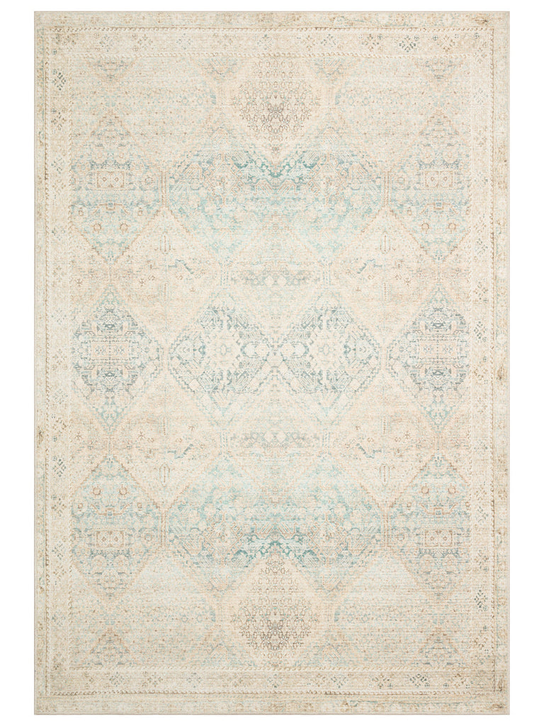 Florence Series Pastel Tones Vintage Patterned Stylish Carpet 04 SKY