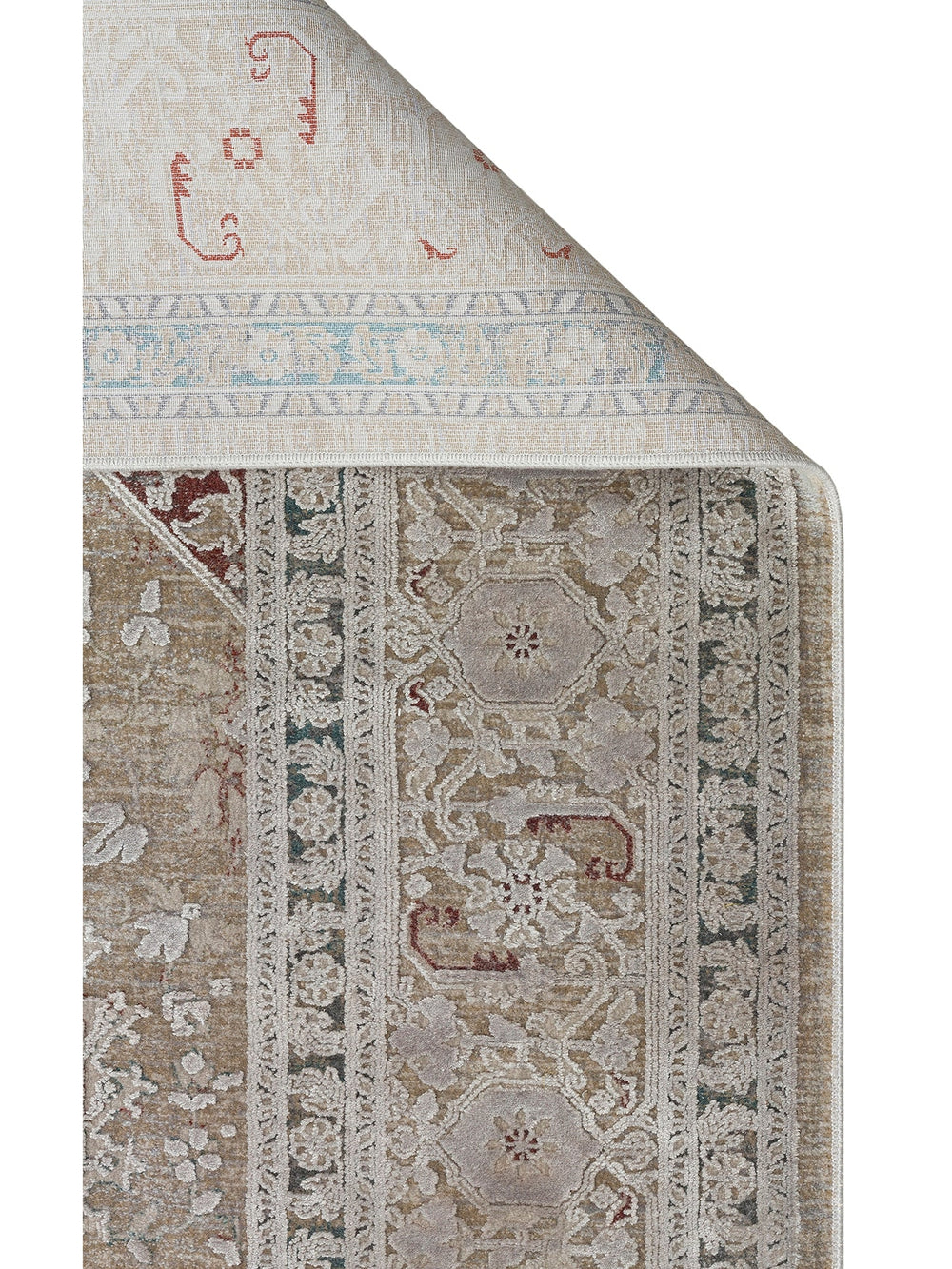 Golden Serisi %100 Naturel Yumuşak Dokulu Vintage Esintilere Sahip Sık Dokuma Salon Halısı 02 GREY - Carpetdocia