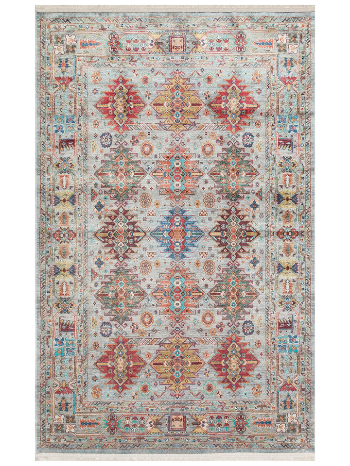 Historic Serisi Kaymaz Antik Desenli Salon Oturma Odası Koridor Mutfak Yıkanabilir Halı 06 AQUA - Carpetdocia