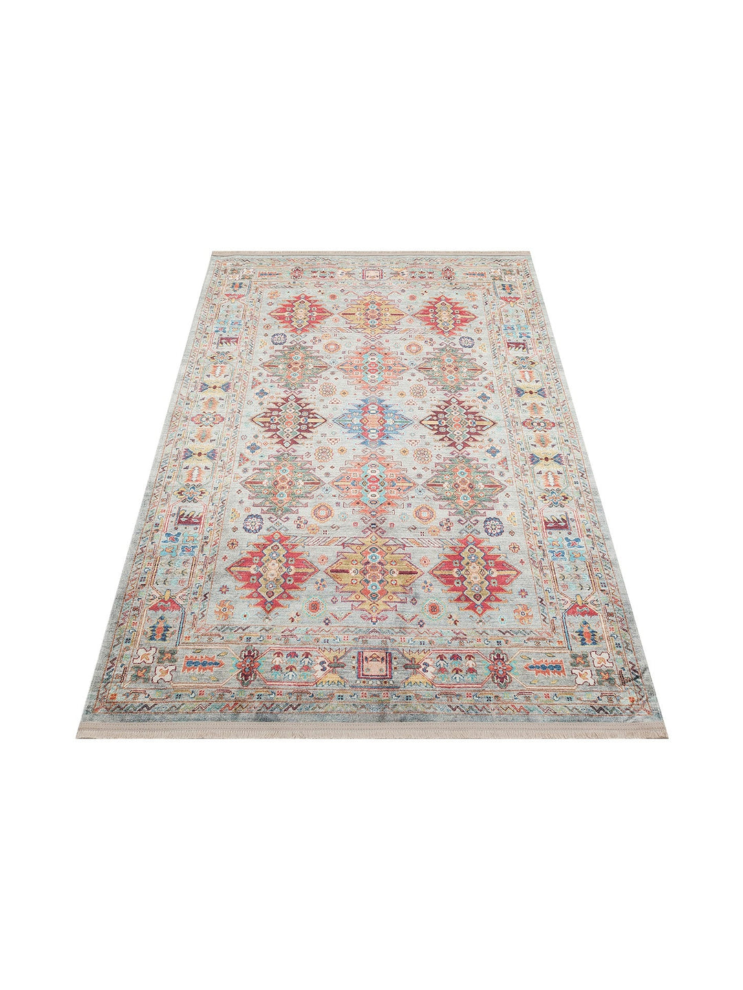 Historic Serisi Kaymaz Antik Desenli Salon Oturma Odası Koridor Mutfak Yıkanabilir Halı 06 AQUA - Carpetdocia