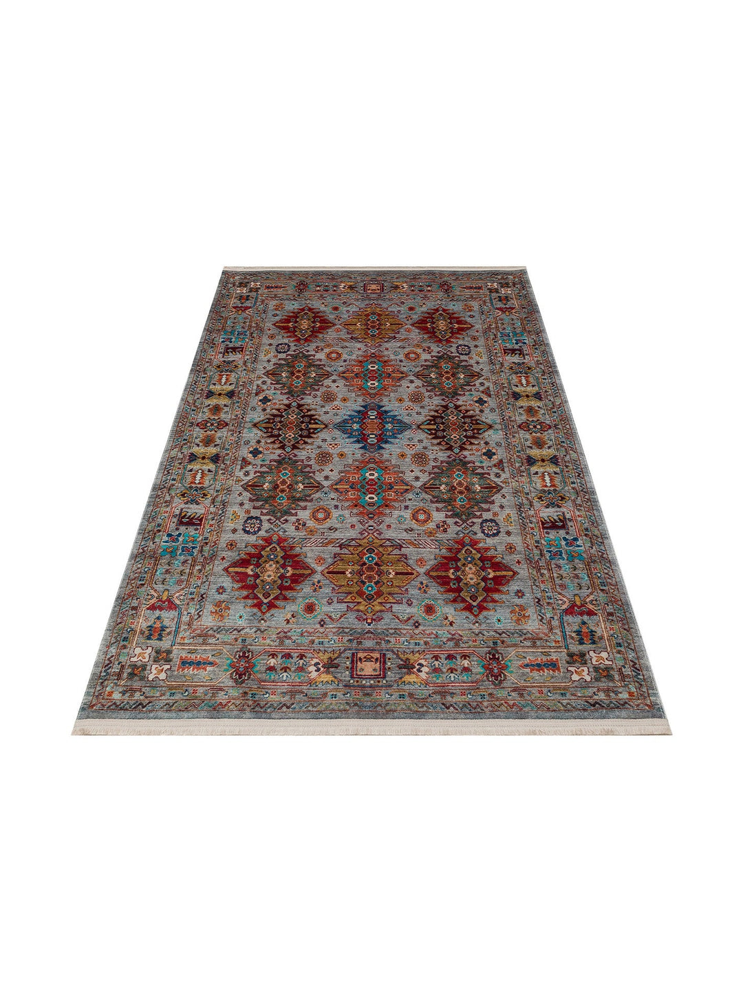 Historic Serisi Kaymaz Antik Desenli Salon Oturma Odası Koridor Mutfak Yıkanabilir Halı 06 AQUA - Carpetdocia