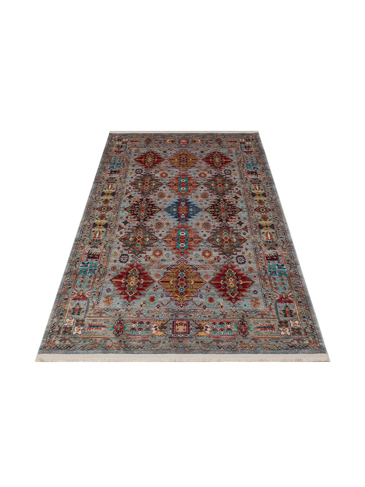 Historic Serisi Kaymaz Antik Desenli Salon Oturma Odası Koridor Mutfak Yıkanabilir Halı 06 AQUA - Carpetdocia