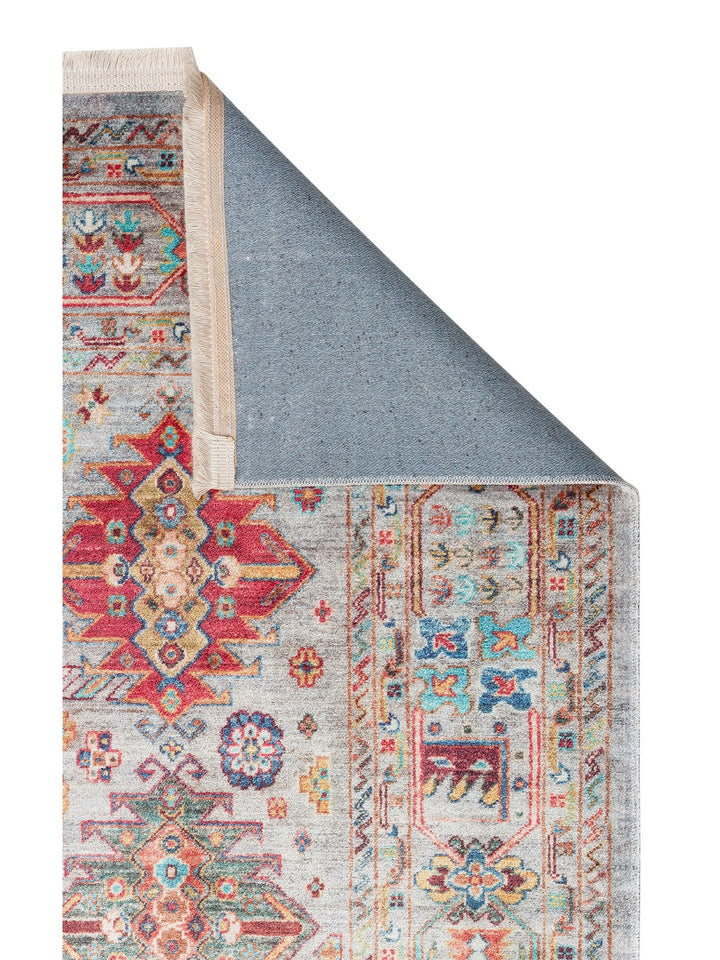 Historic Serisi Kaymaz Antik Desenli Salon Oturma Odası Koridor Mutfak Yıkanabilir Halı 06 AQUA - Carpetdocia
