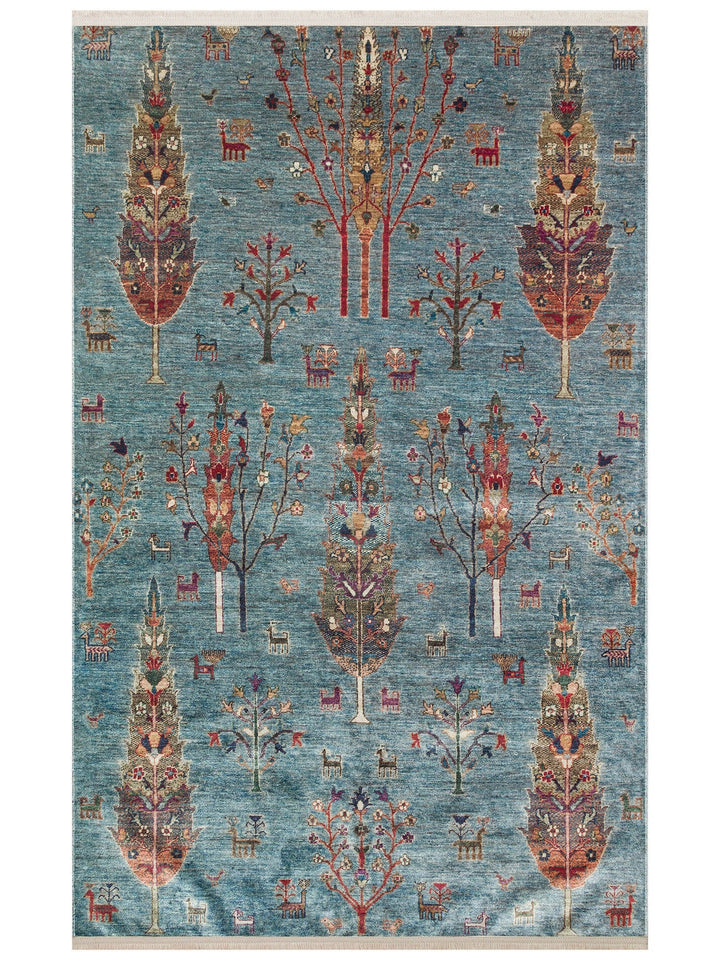 Historic Serisi Kaymaz Antik Desenli Salon Oturma Odası Koridor Mutfak Yıkanabilir Halı 09 AQUA - Carpetdocia