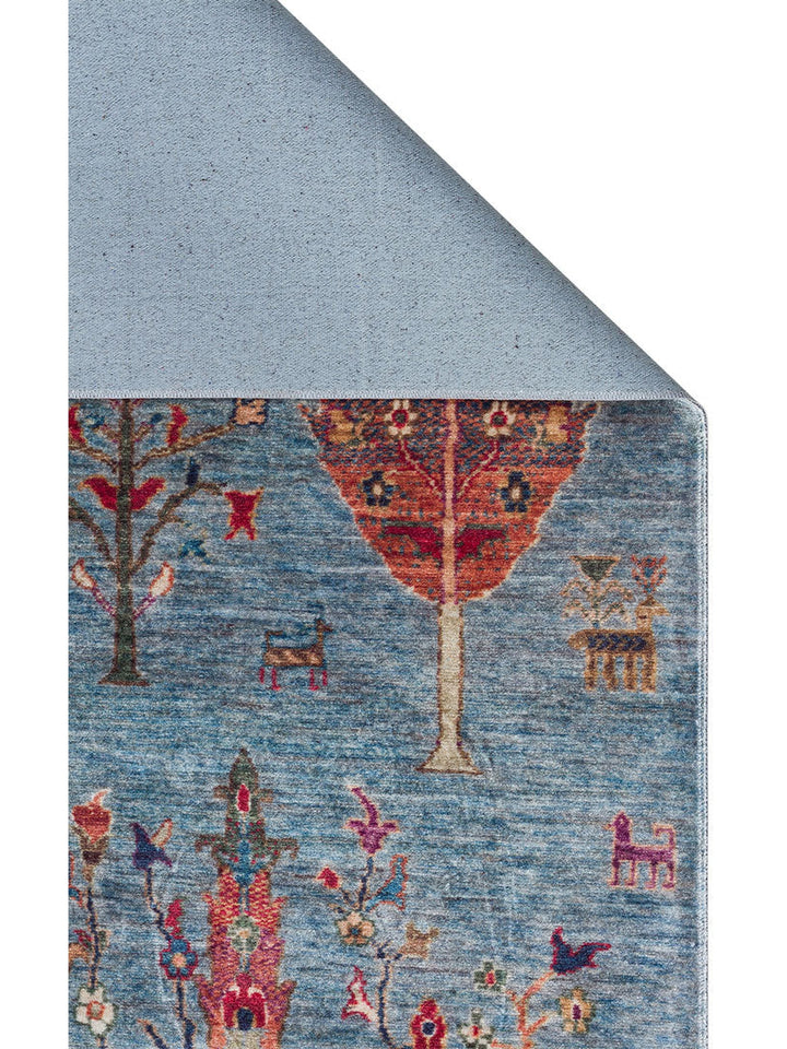 Historic Serisi Kaymaz Antik Desenli Salon Oturma Odası Koridor Mutfak Yıkanabilir Halı 09 AQUA - Carpetdocia