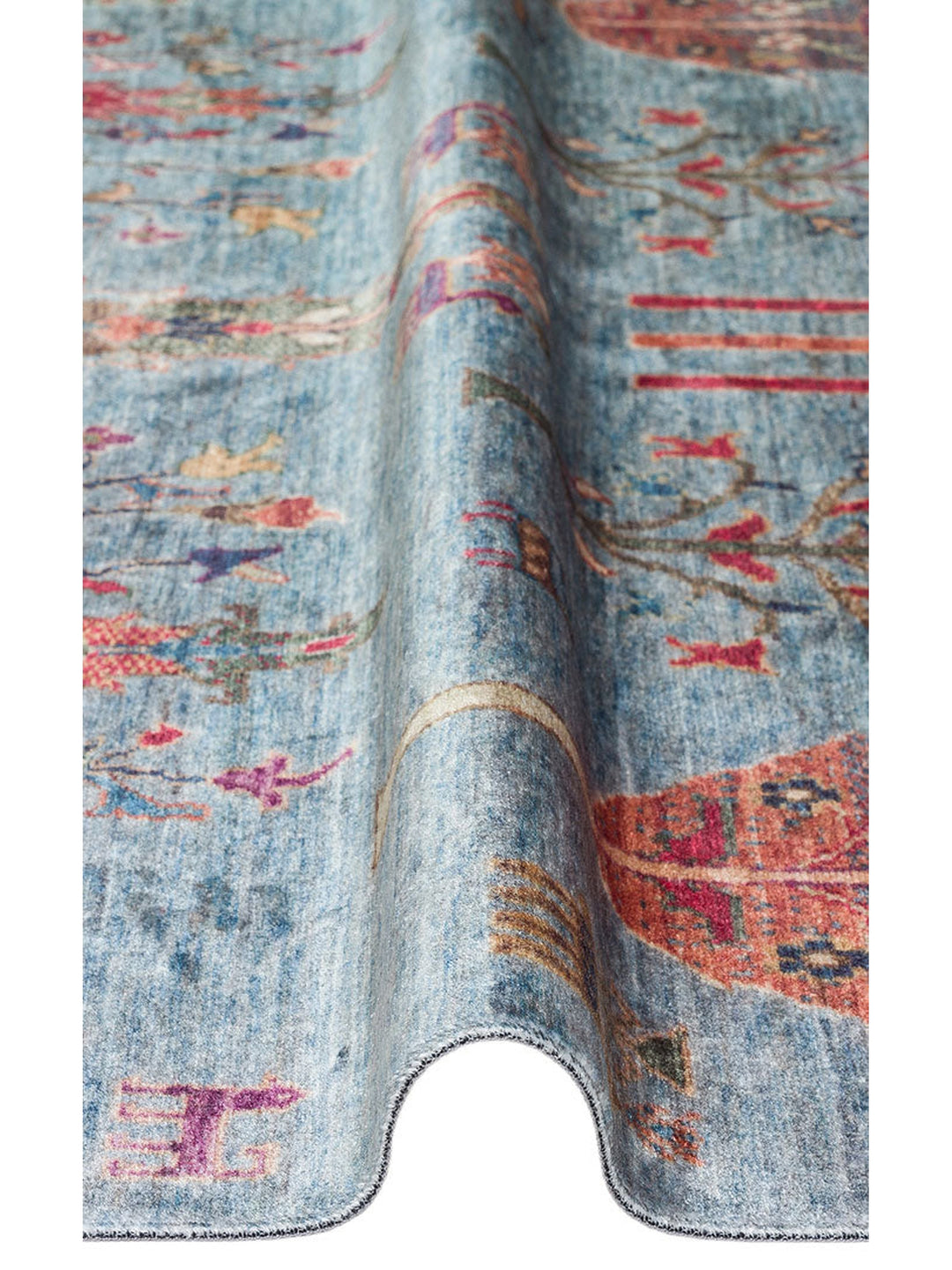 Historic Serisi Kaymaz Antik Desenli Salon Oturma Odası Koridor Mutfak Yıkanabilir Halı 09 AQUA - Carpetdocia