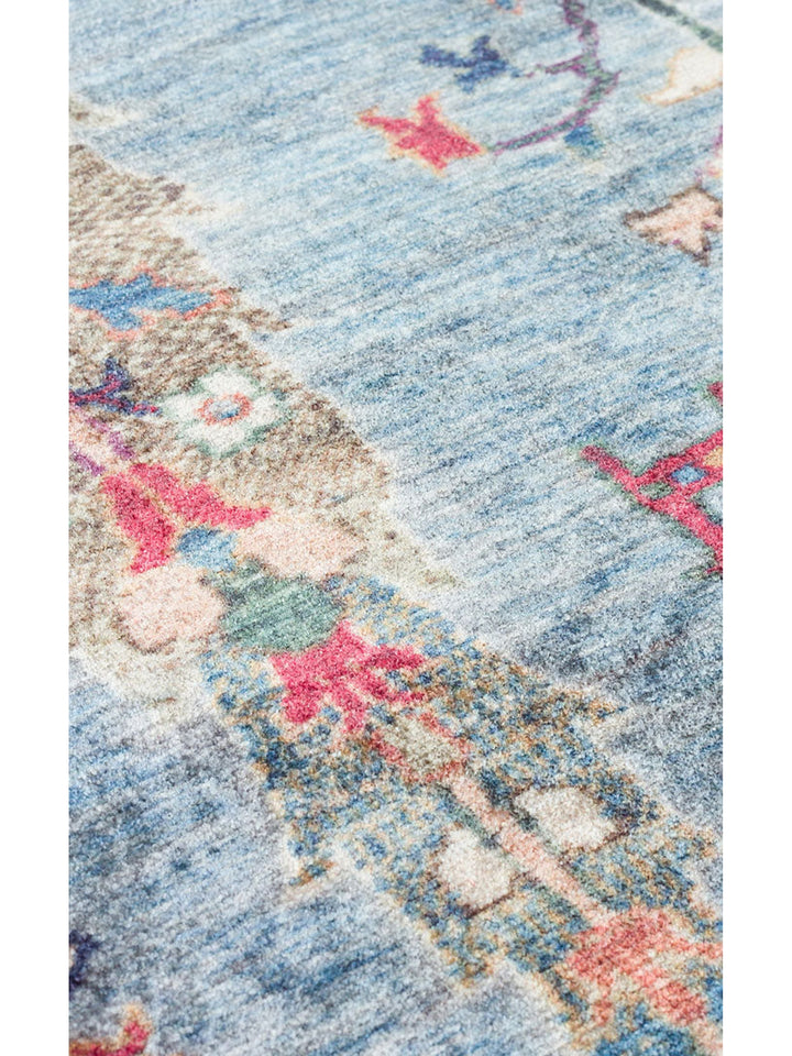 Historic Serisi Kaymaz Antik Desenli Salon Oturma Odası Koridor Mutfak Yıkanabilir Halı 09 AQUA - Carpetdocia