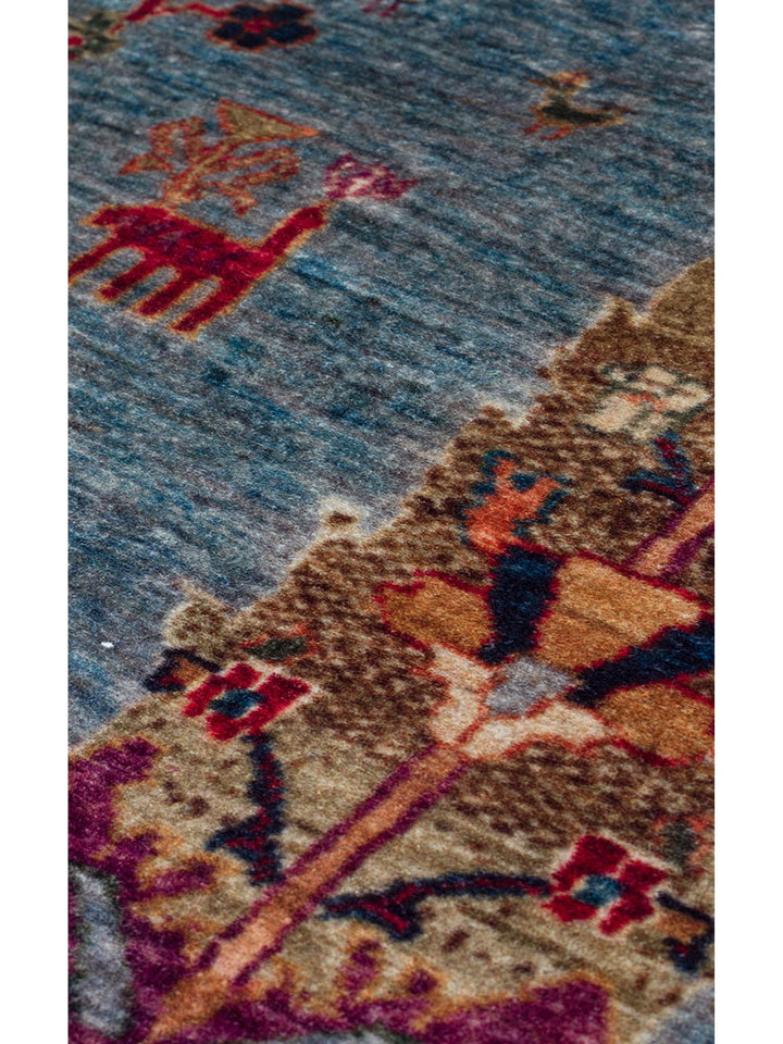 Historic Serisi Kaymaz Antik Desenli Salon Oturma Odası Koridor Mutfak Yıkanabilir Halı 09 AQUA - Carpetdocia