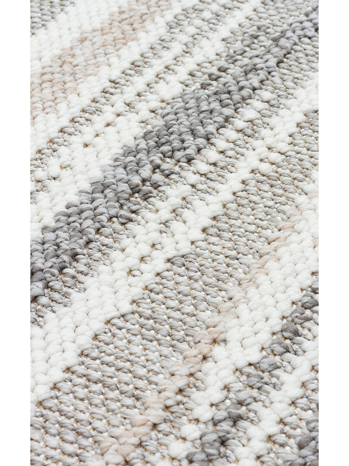 Mali Yumuşak Tuşeli Örgü Dokuma Oturma Odası Koridor Antre Yatak Odası Modern Halı 01 GREY WHITE - Carpetdocia