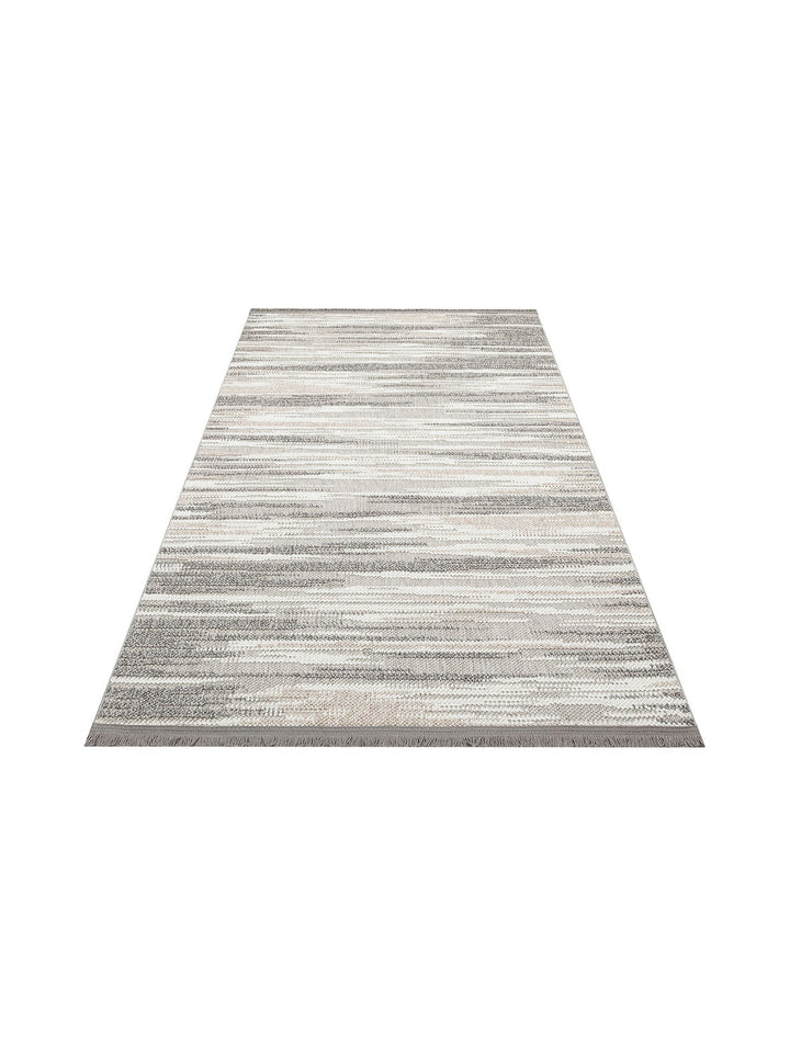 Mali Yumuşak Tuşeli Örgü Dokuma Oturma Odası Koridor Antre Yatak Odası Modern Halı 01 GREY WHITE - Carpetdocia