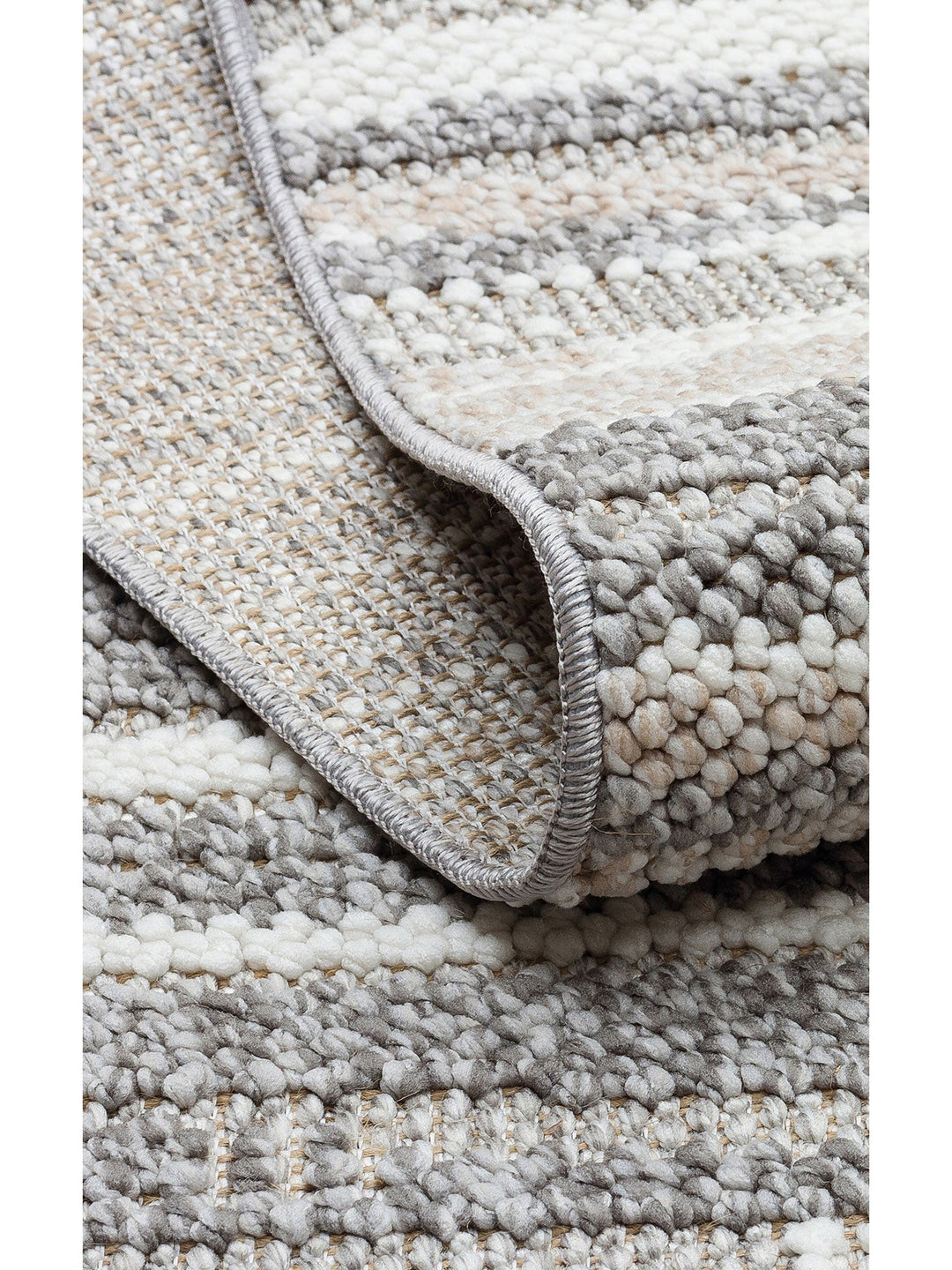 Mali Yumuşak Tuşeli Örgü Dokuma Oturma Odası Koridor Antre Yatak Odası Modern Halı 01 GREY WHITE - Carpetdocia