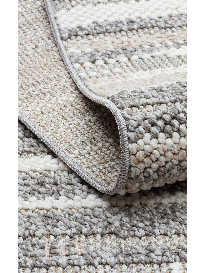 Mali Yumuşak Tuşeli Örgü Dokuma Oturma Odası Koridor Antre Yatak Odası Modern Halı 01 GREY WHITE - Carpetdocia