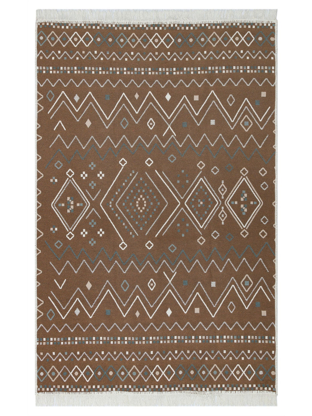 Maya %100 Naturel Pamuk Yıkanabilir Çift Taraflı Oturma Odası Mutfak Koridor Modern Kilim 05BEIGEBLU - Carpetdocia