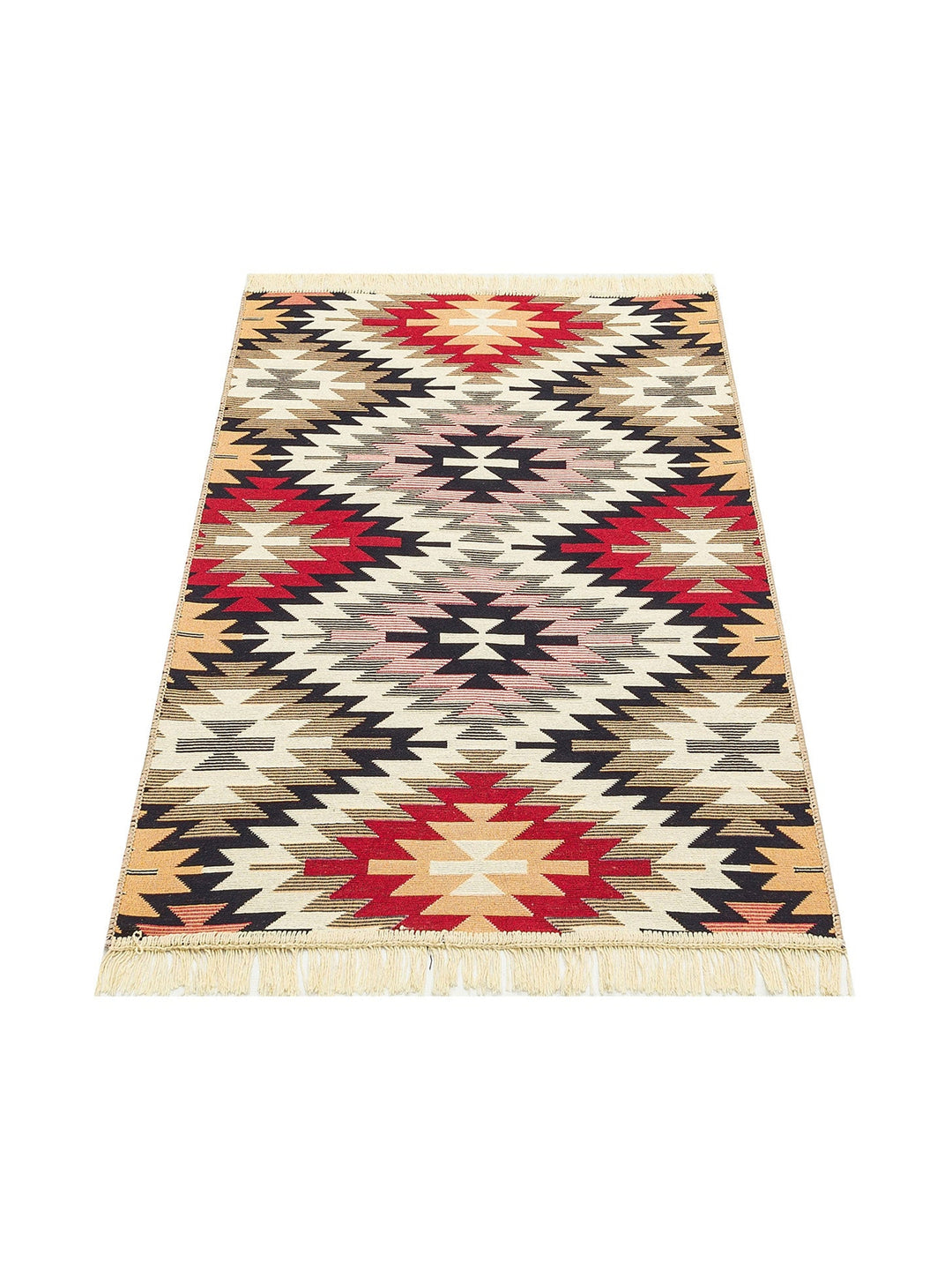 Maya %100 Naturel Pamuk Yıkanabilir Çift Taraflı Oturma Odası Mutfak Koridor Modern Kilim 33 RED - Carpetdocia