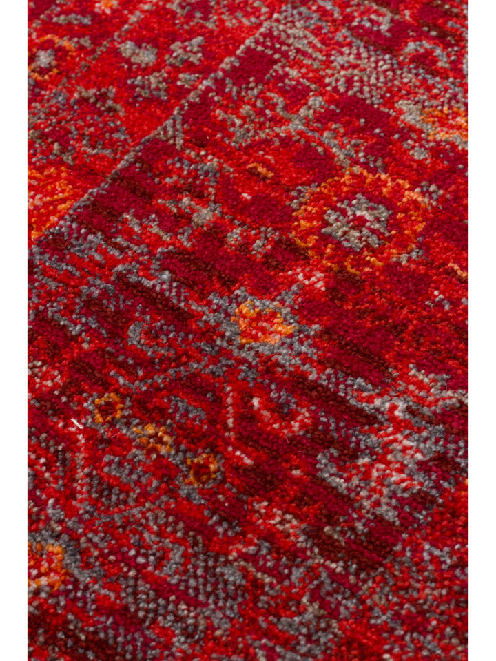 Nil Serisi Etnik ve Modern Desenli Renkli Saçaklı Oturma Odası Mutfak Halı 20 RED - Carpetdocia
