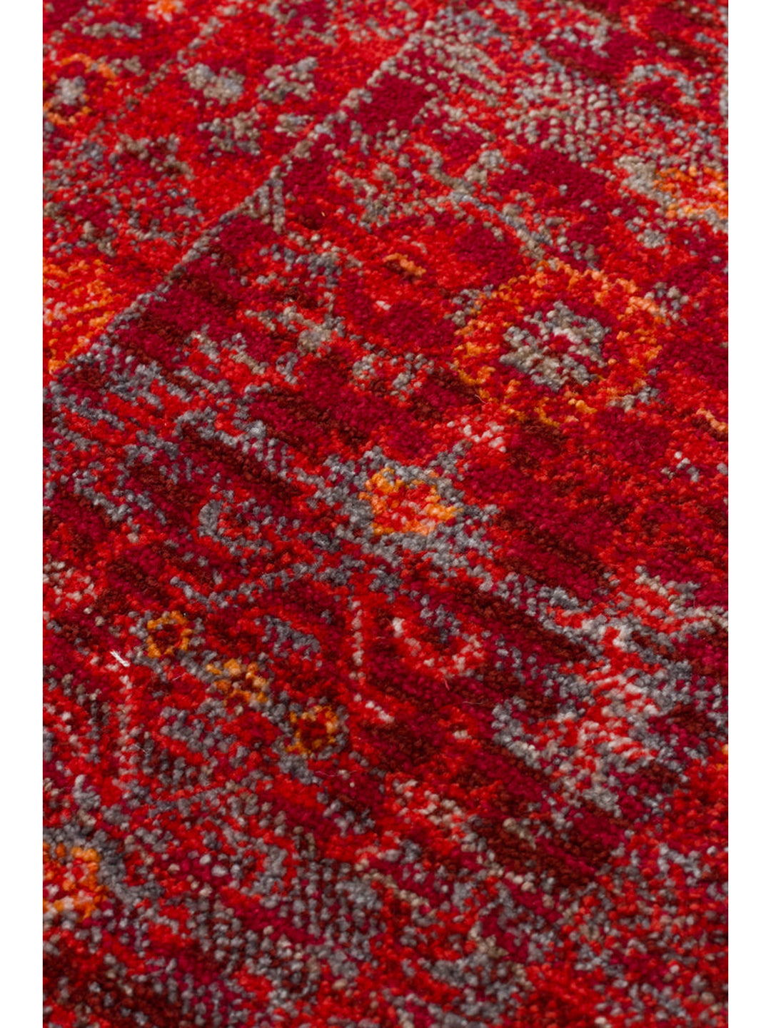 Nil Serisi Etnik ve Modern Desenli Renkli Saçaklı Oturma Odası Mutfak Halı 21 RED - Carpetdocia