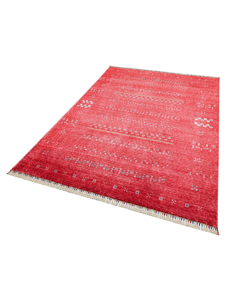 Oushak Carnaval %100 Naturel Kolay Temizlenir El Emeğiyle Üretilen Tensel Modern Uşak Halısı 06 RED - Carpetdocia