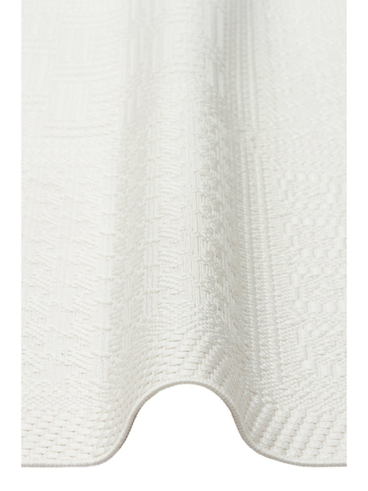 Resort Katlanabilir ve Yıkanabilir Şık Desenlere Sahip Düz Dokuma İnce Halı LUX 02 WHITE - Carpetdocia