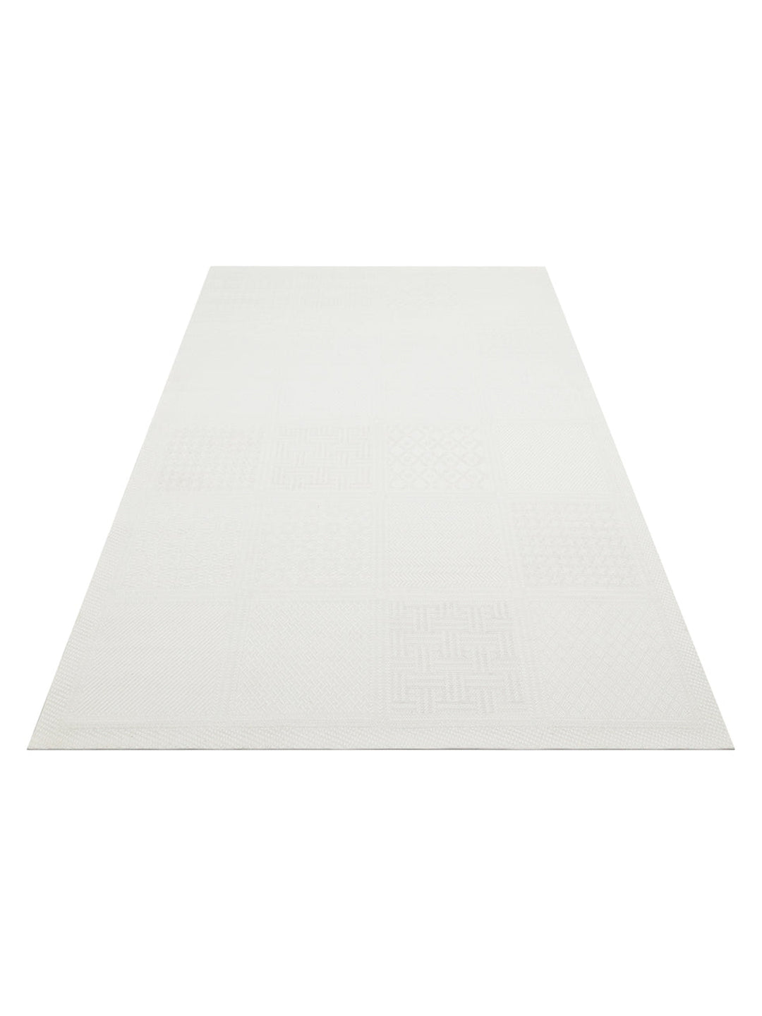 Resort Katlanabilir ve Yıkanabilir Şık Desenlere Sahip Düz Dokuma İnce Halı LUX 02 WHITE - Carpetdocia
