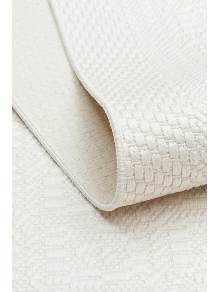 Resort Katlanabilir ve Yıkanabilir Şık Desenlere Sahip Düz Dokuma İnce Halı LUX 02 WHITE - Carpetdocia