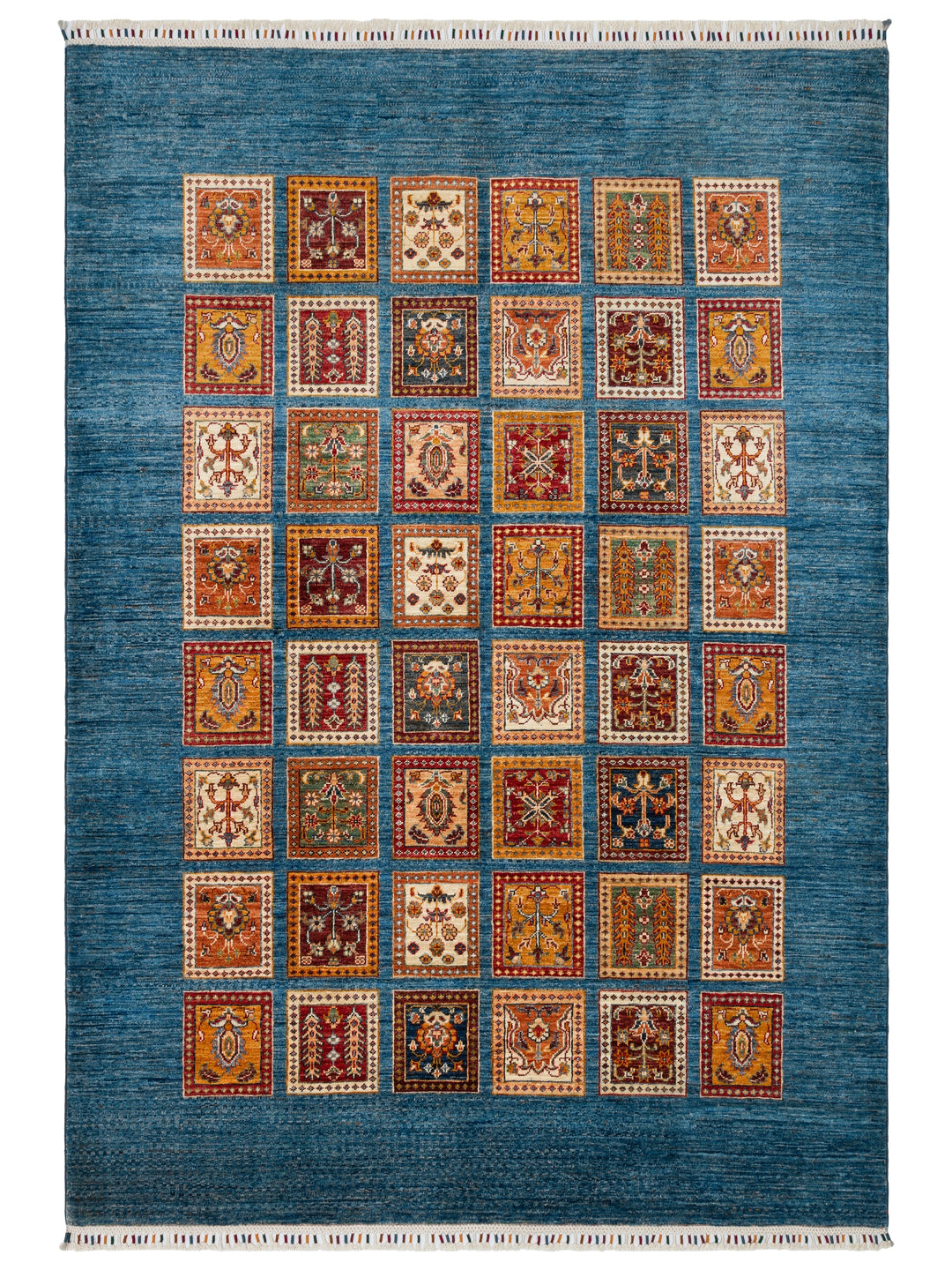El dokuma Afgan lacivert halı 173x246 cm kuşbakışı