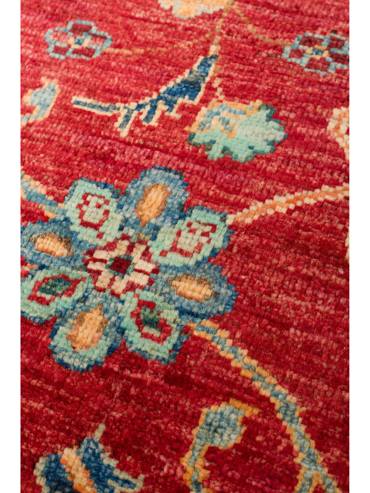 El dokuma Afgan halı kırmızı bitkisel desen 125x182 cm