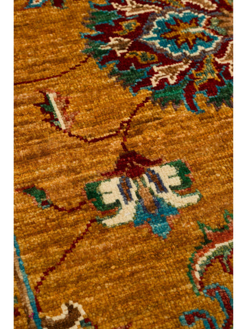 El dokuma Afgan halı çok renkli bitkisel panel desen 158 x 201 cm detay