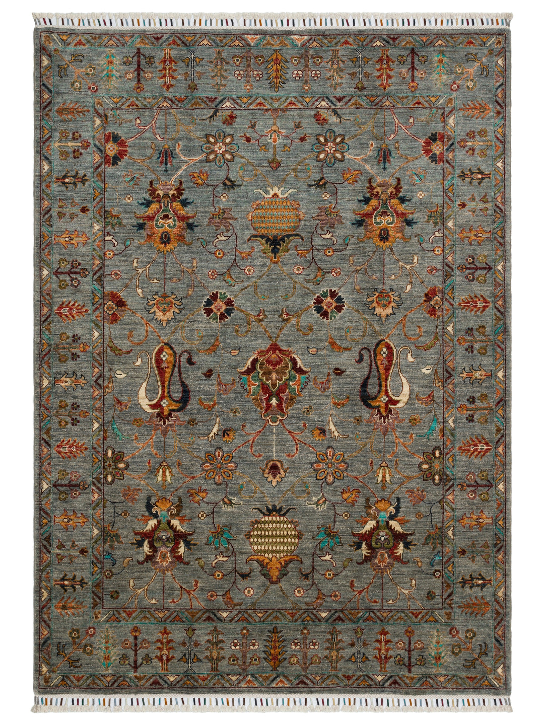 El dokuma Afgan halı çağla yeşili bitkisel desen 156x216 cm