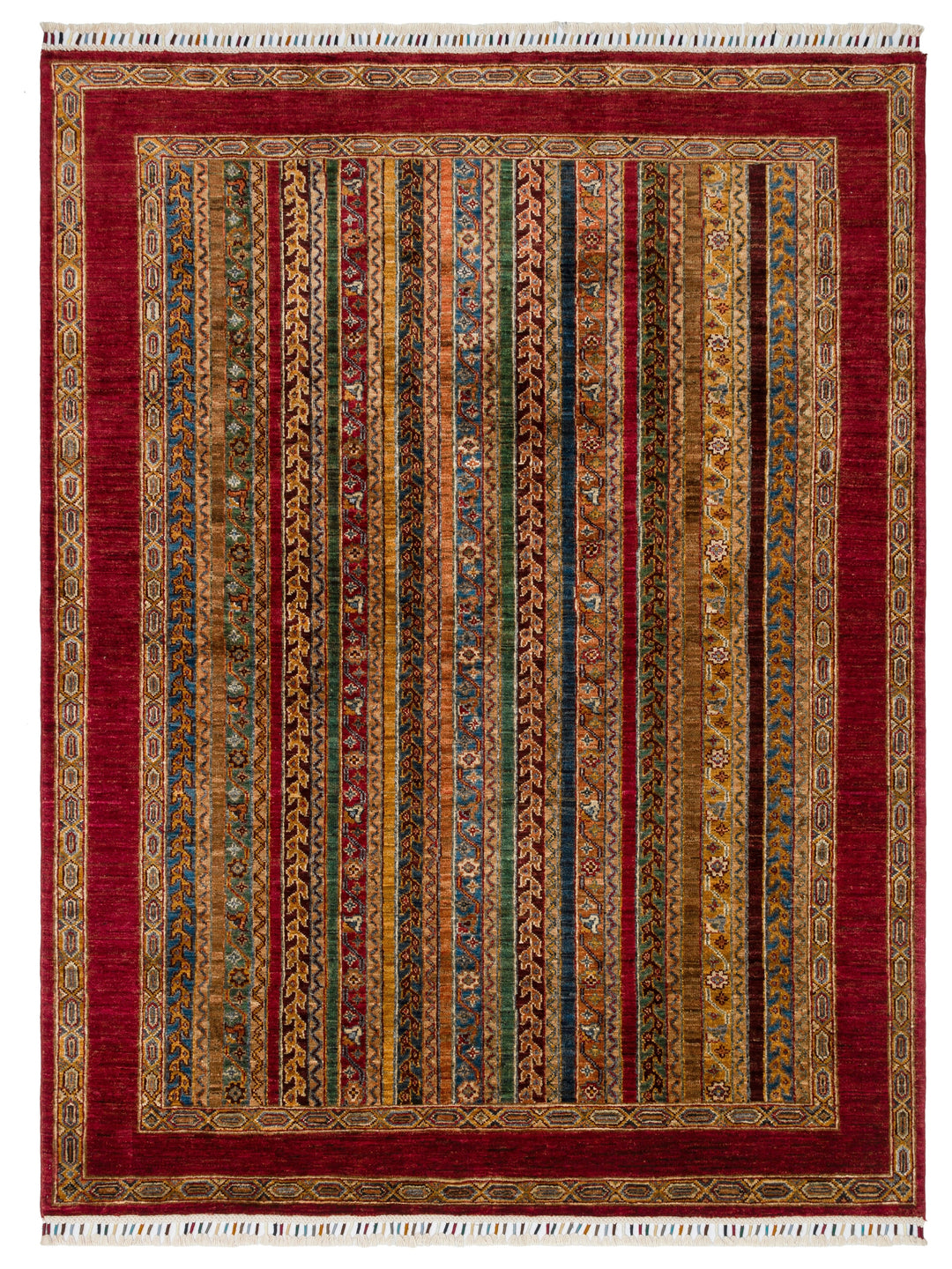 El dokuma Afgan halı kırmızı bitkisel desen 160x207 cm
